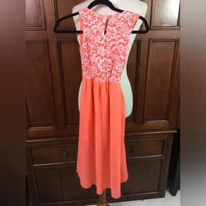 Kidz Wind Dress High Low Peach With White Lace Top Lknw As Pictured Sleeveless G